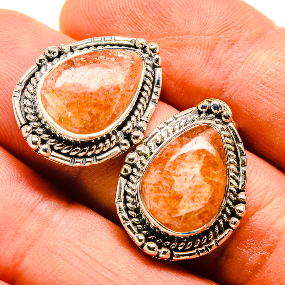 Sunstone Earrings handcrafted by Ana Silver Co - EARR414124