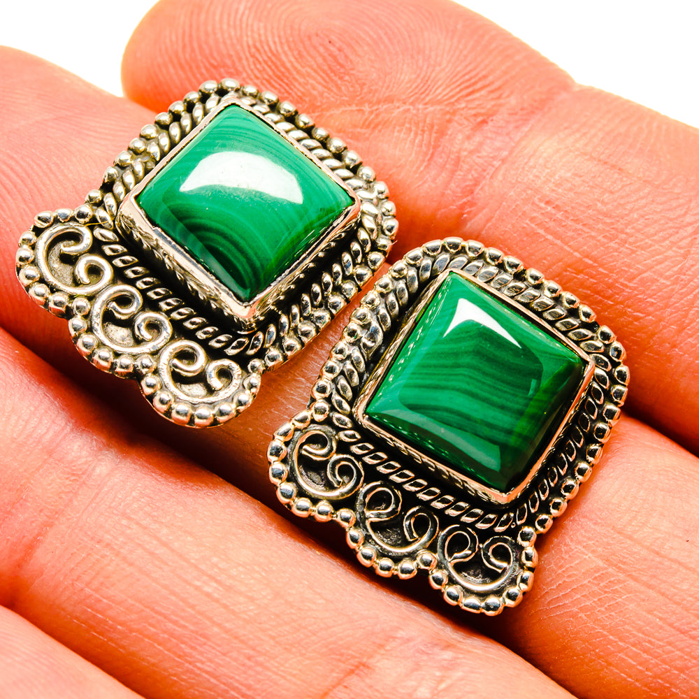 Malachite Earrings handcrafted by Ana Silver Co - EARR414125