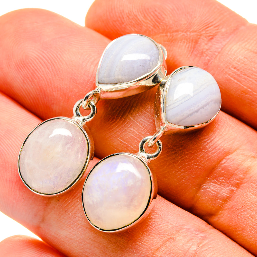 Rainbow Moonstone Earrings handcrafted by Ana Silver Co - EARR414126