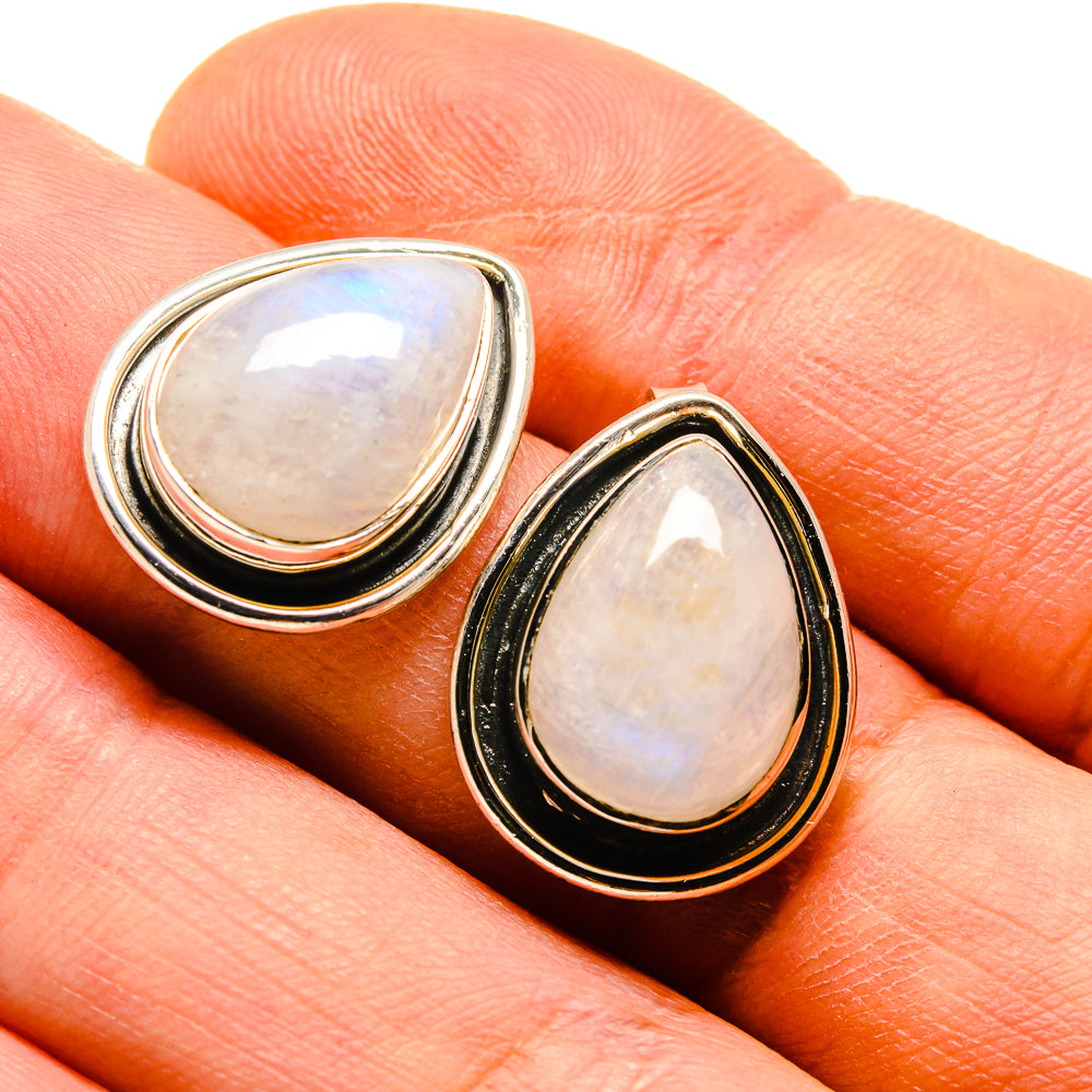 Rainbow Moonstone Earrings handcrafted by Ana Silver Co - EARR414129