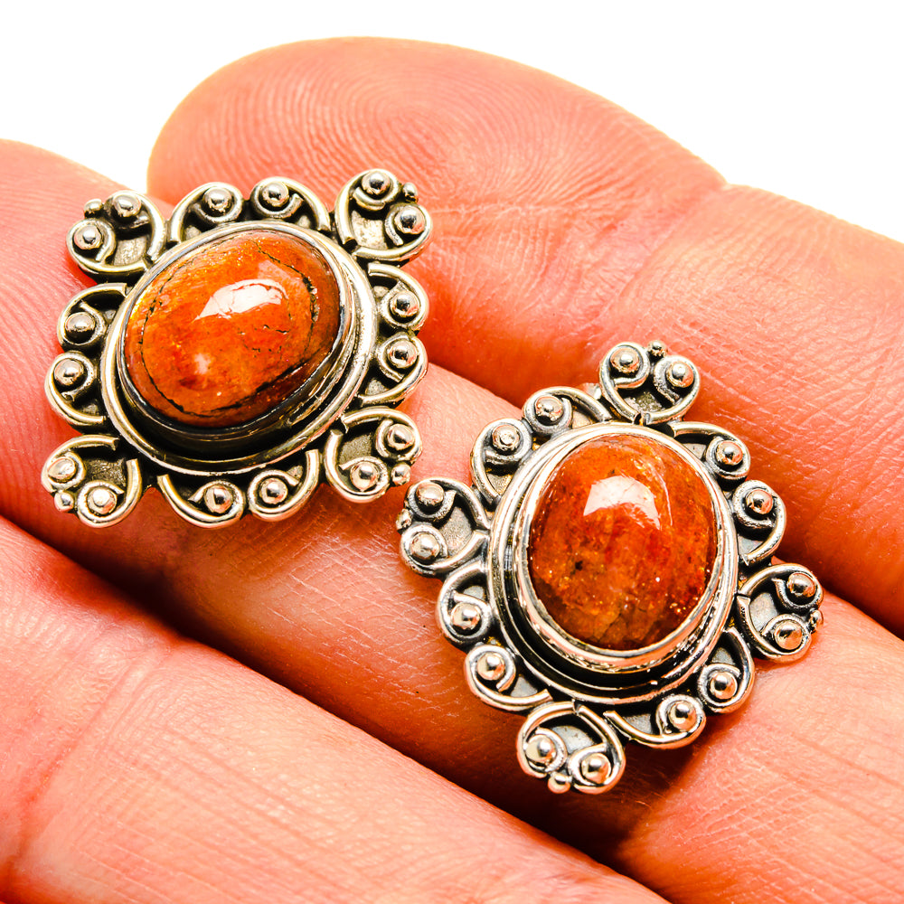 Sunstone Earrings handcrafted by Ana Silver Co - EARR414134