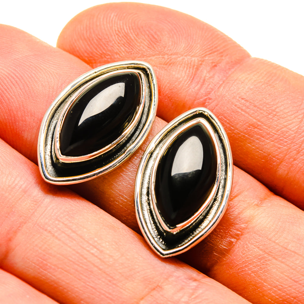 Black Onyx Earrings handcrafted by Ana Silver Co - EARR414136