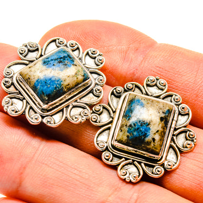 K2 Blue Azurite Earrings handcrafted by Ana Silver Co - EARR414142
