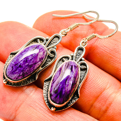 Charoite Earrings handcrafted by Ana Silver Co - EARR414148