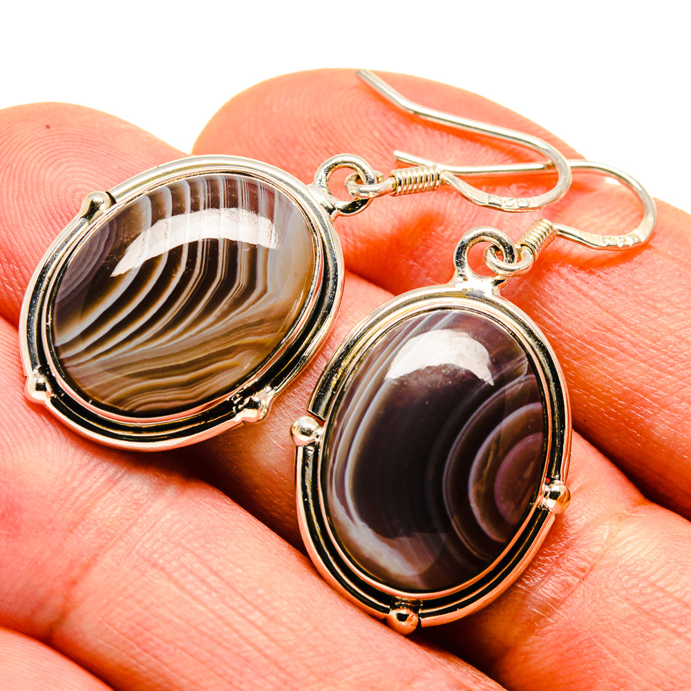 Botswana Agate Earrings handcrafted by Ana Silver Co - EARR414157