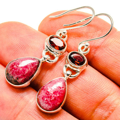 Rhodonite Earrings handcrafted by Ana Silver Co - EARR414163