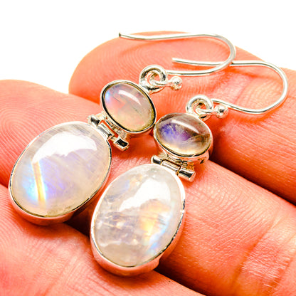 Rainbow Moonstone Earrings handcrafted by Ana Silver Co - EARR414170