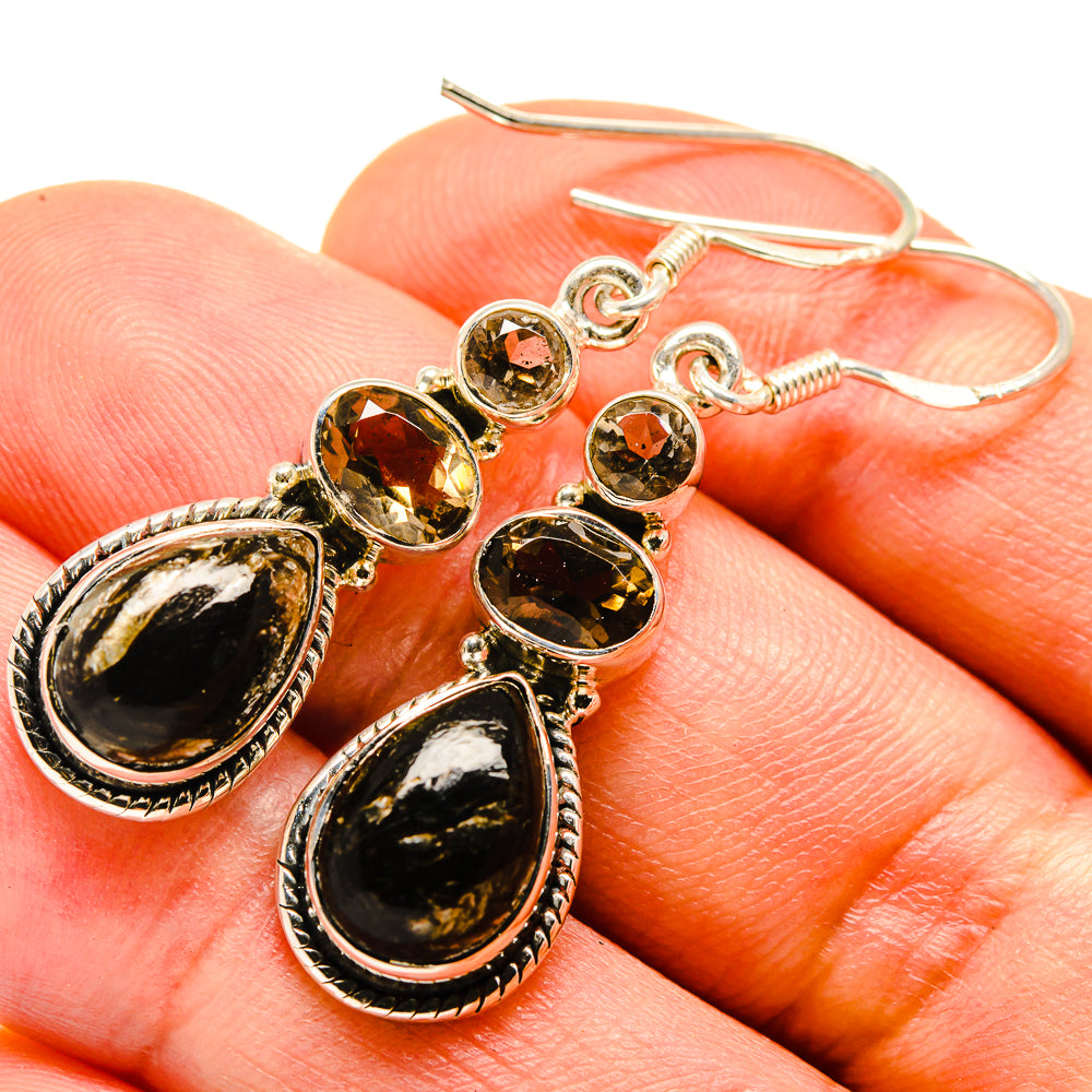 Golden Seraphinite Earrings handcrafted by Ana Silver Co - EARR414171