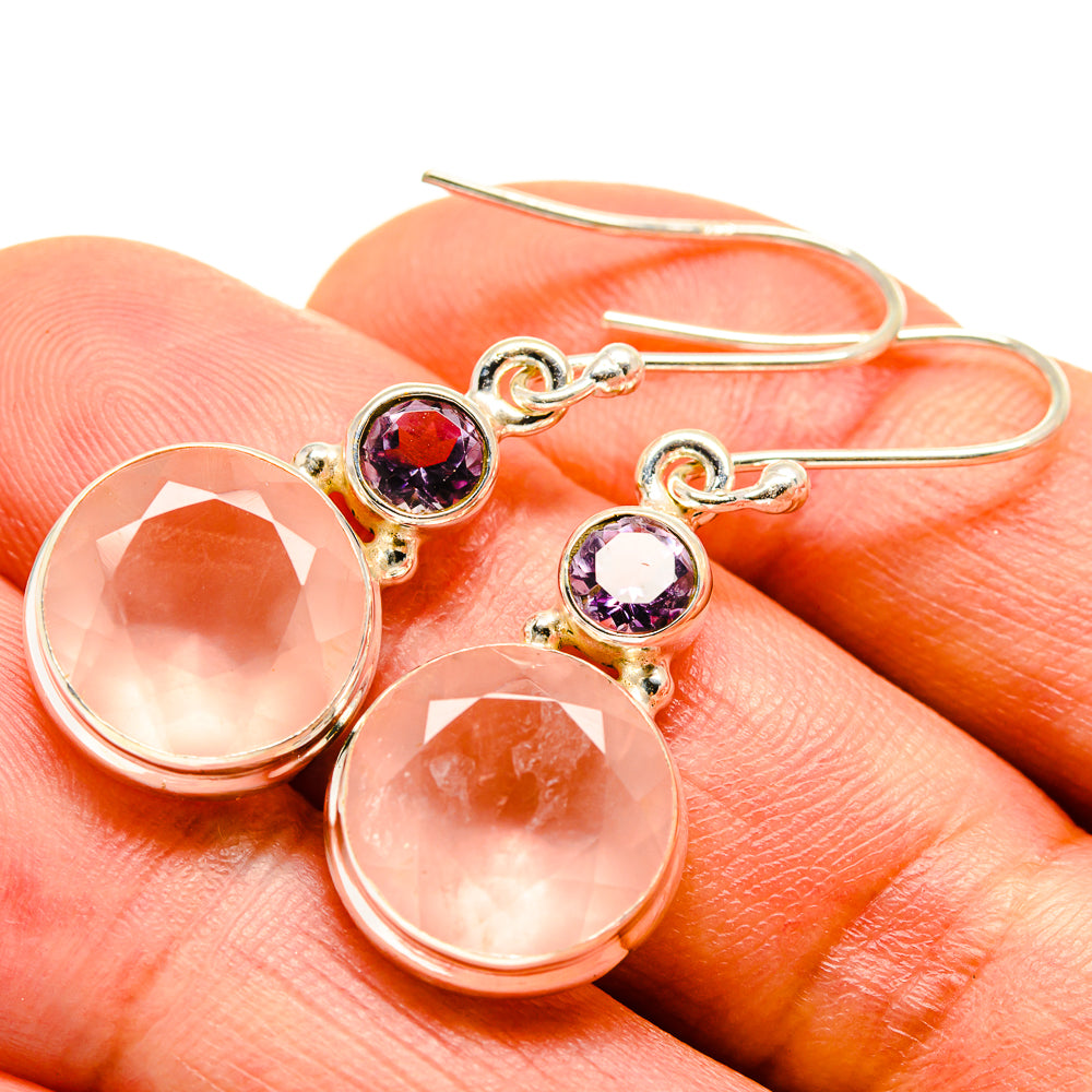 Rose Quartz Earrings handcrafted by Ana Silver Co - EARR414172