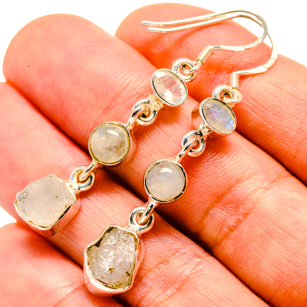 Rainbow Moonstone Earrings handcrafted by Ana Silver Co - EARR414179