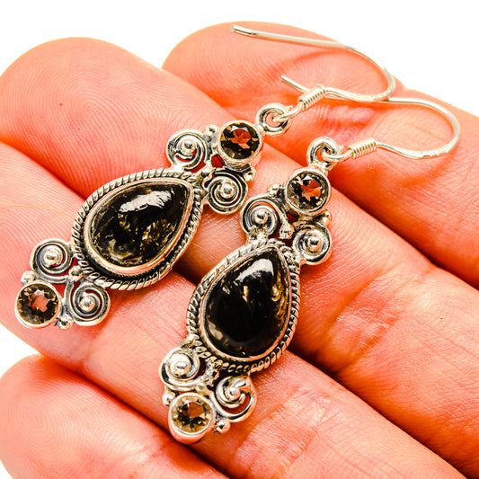 Golden Seraphinite Earrings handcrafted by Ana Silver Co - EARR414183