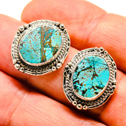 Tibetan Turquoise Earrings handcrafted by Ana Silver Co - EARR414202