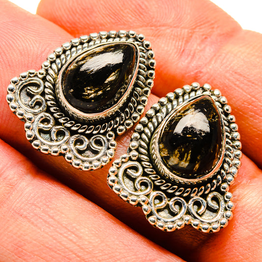 Golden Seraphinite Earrings handcrafted by Ana Silver Co - EARR414203
