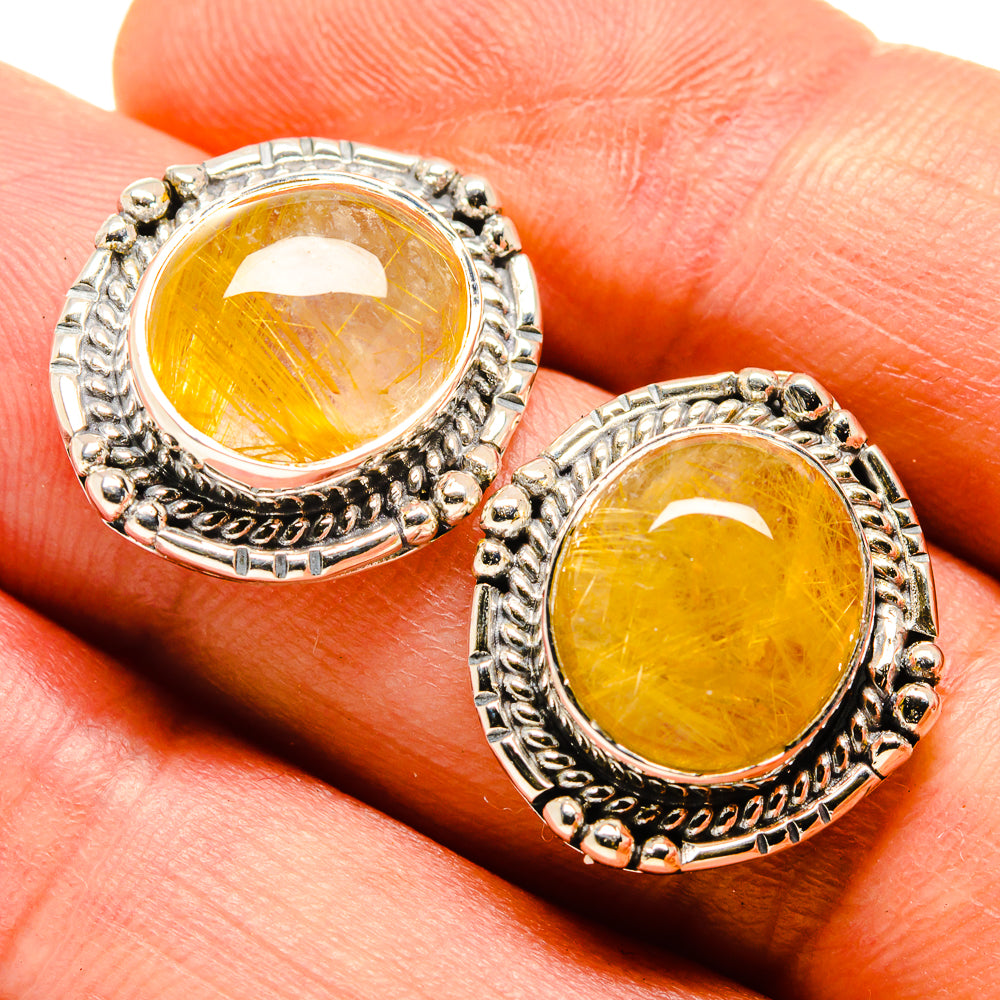 Rutilated Quartz Earrings handcrafted by Ana Silver Co - EARR414206