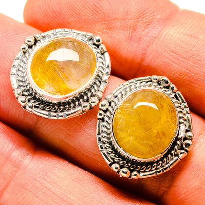 Rutilated Quartz Earrings handcrafted by Ana Silver Co - EARR414206