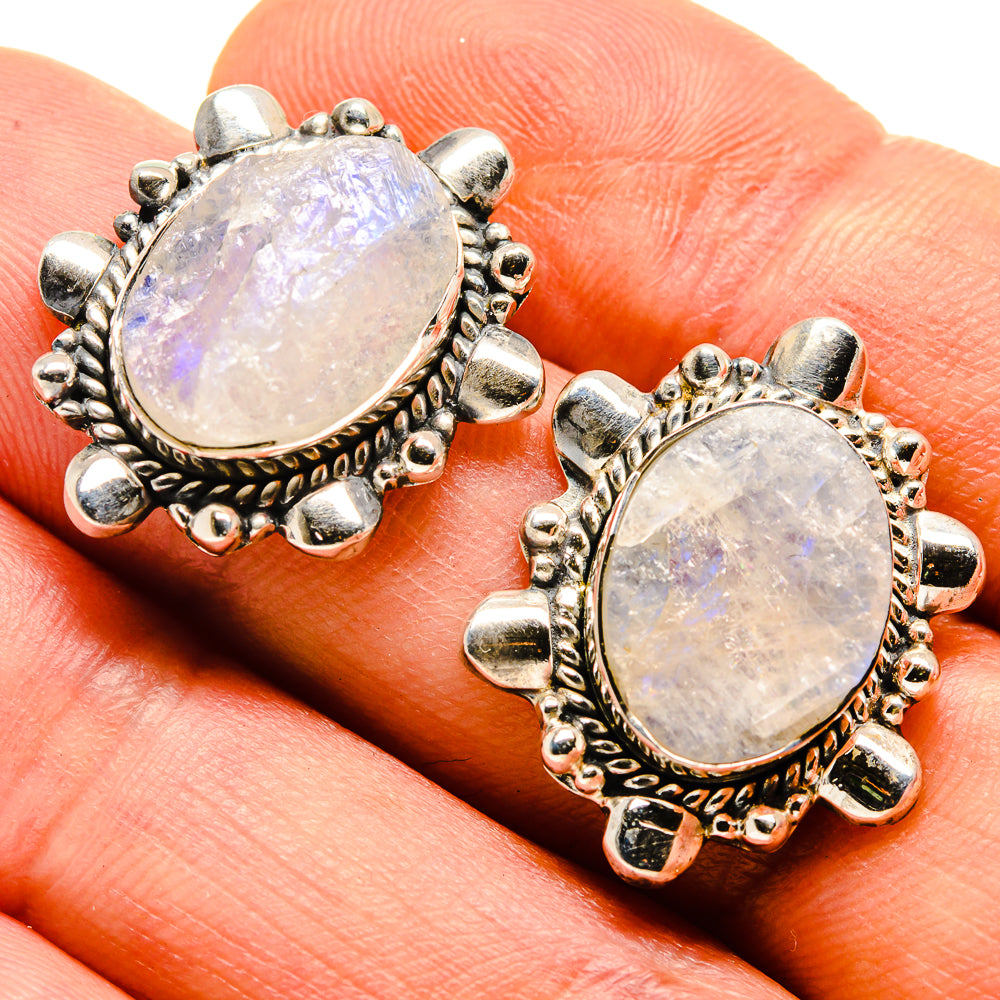 Rainbow Moonstone Earrings handcrafted by Ana Silver Co - EARR414211