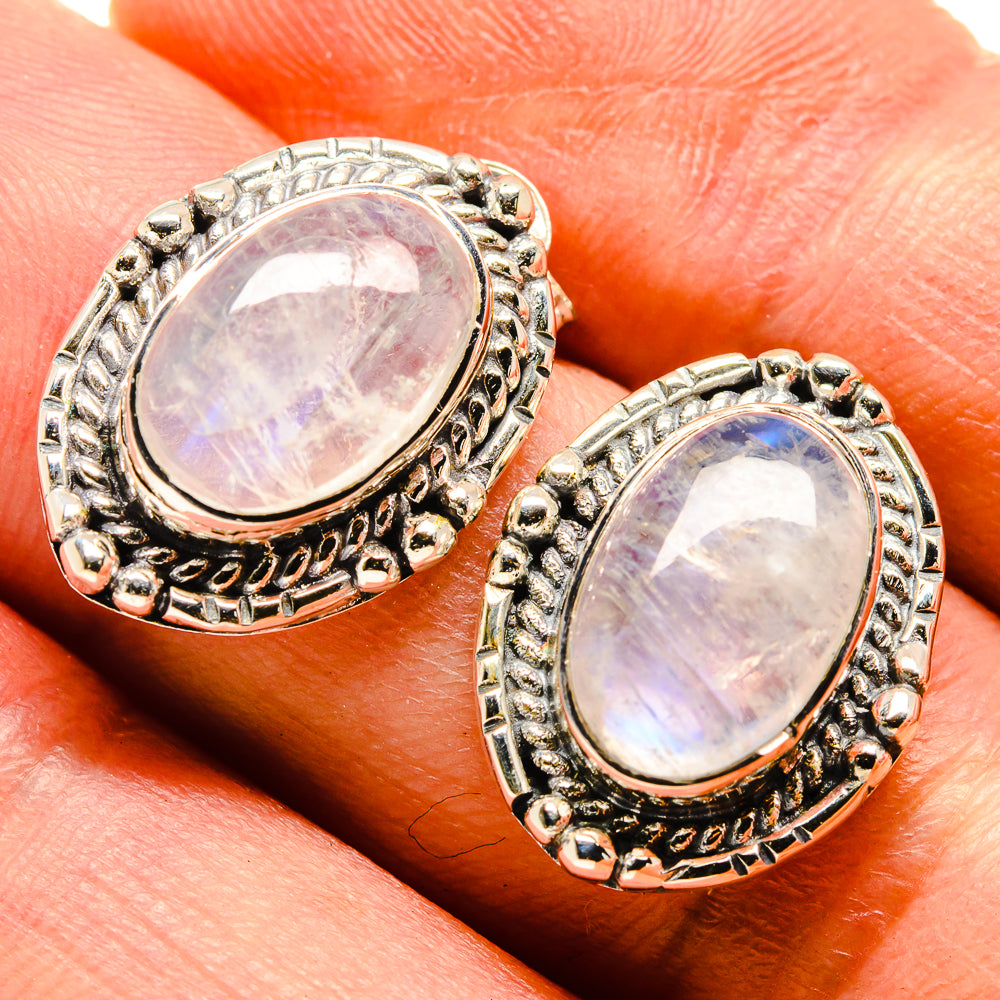 Rainbow Moonstone Earrings handcrafted by Ana Silver Co - EARR414213