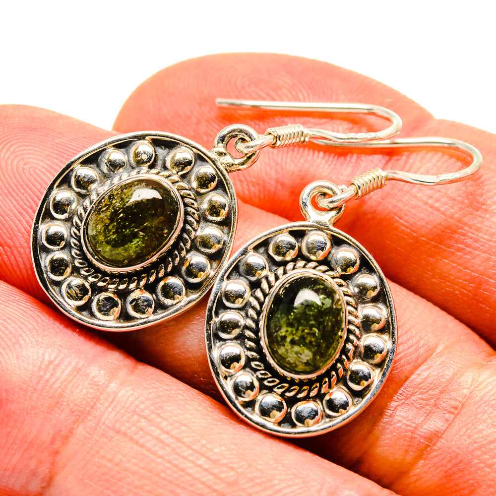 Green Moss Agate Earrings handcrafted by Ana Silver Co - EARR414224