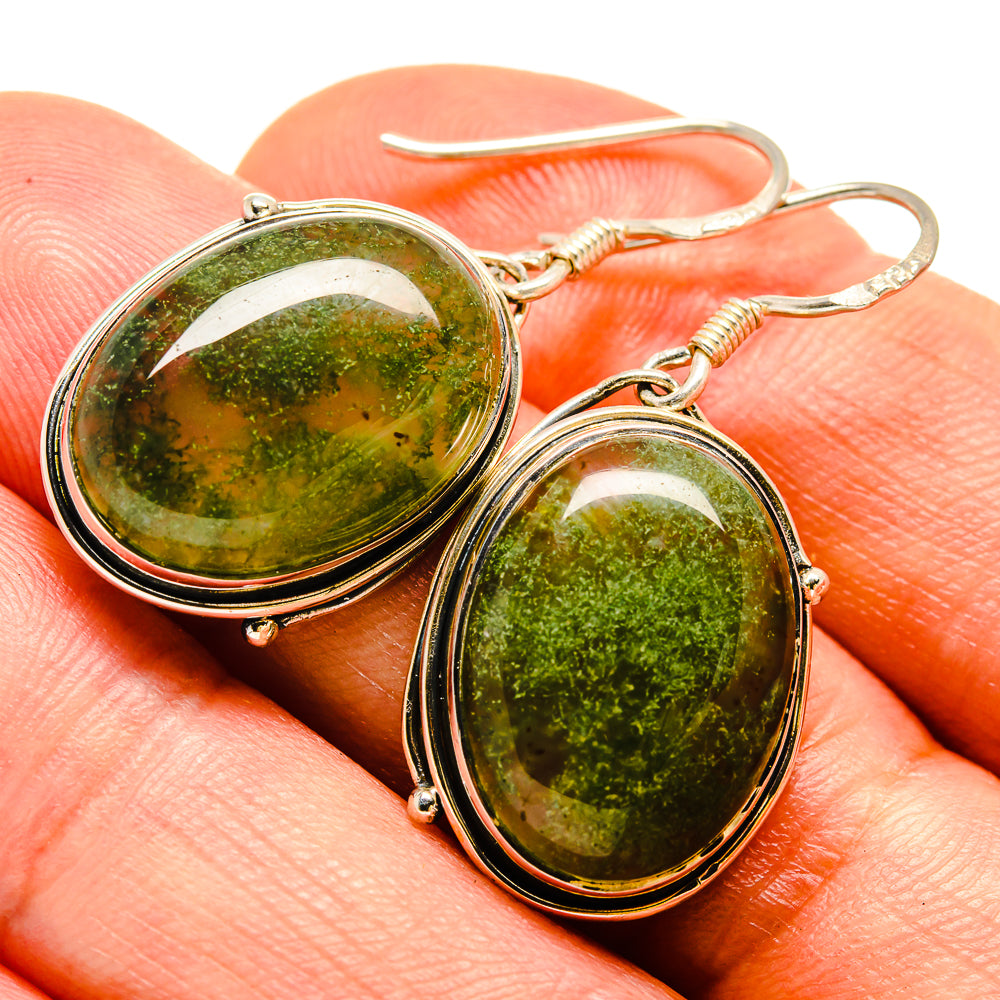 Green Moss Agate Earrings handcrafted by Ana Silver Co - EARR414239