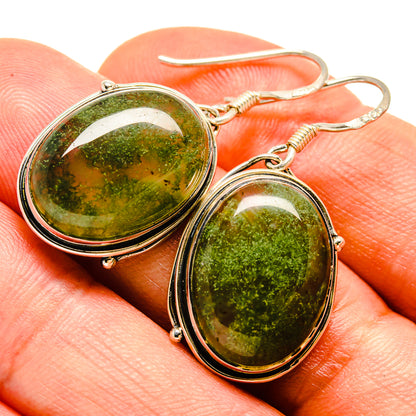 Green Moss Agate Earrings handcrafted by Ana Silver Co - EARR414239