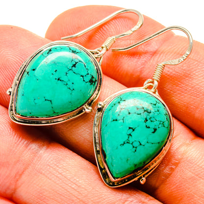 Tibetan Turquoise Earrings handcrafted by Ana Silver Co - EARR414244