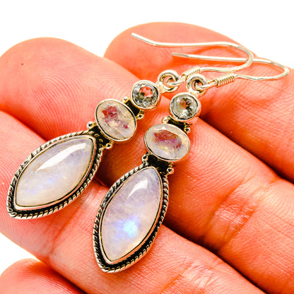 Rainbow Moonstone Earrings handcrafted by Ana Silver Co - EARR414248