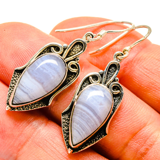 Blue Lace Agate Earrings handcrafted by Ana Silver Co - EARR414261