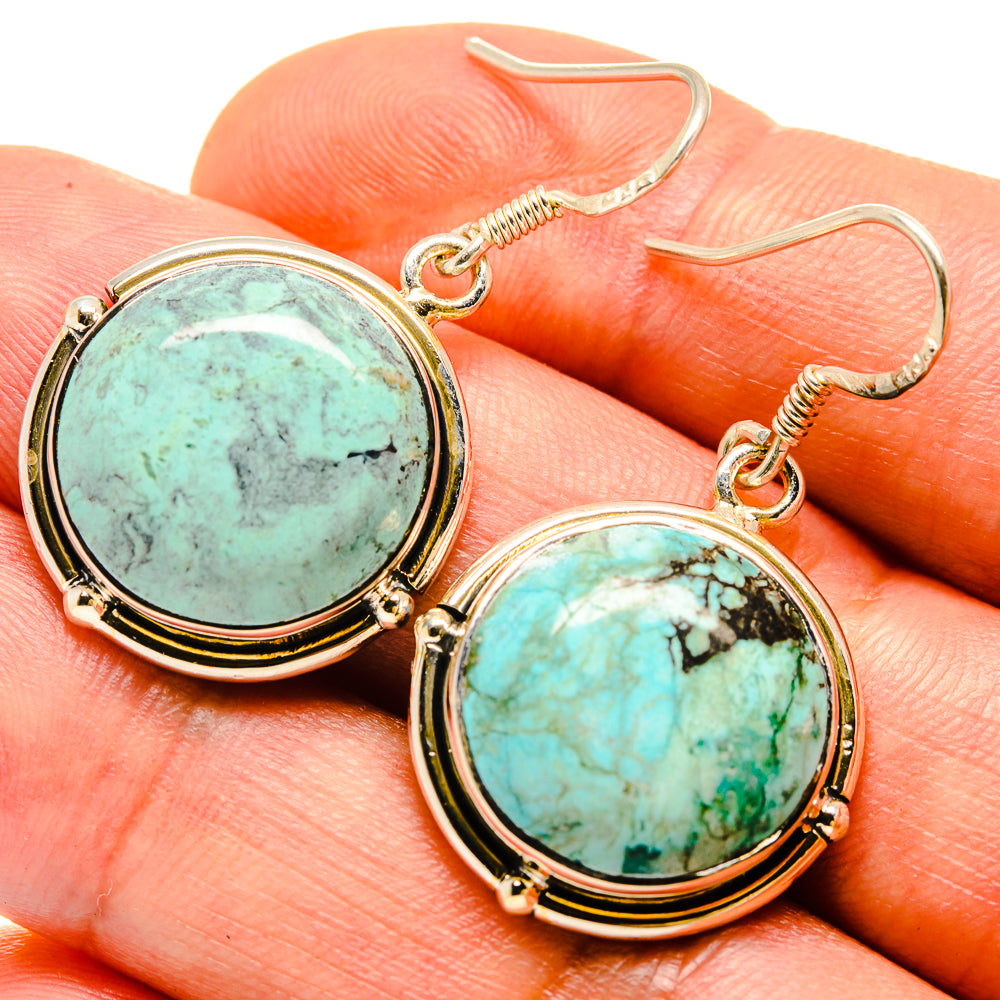 Tibetan Turquoise Earrings handcrafted by Ana Silver Co - EARR414263