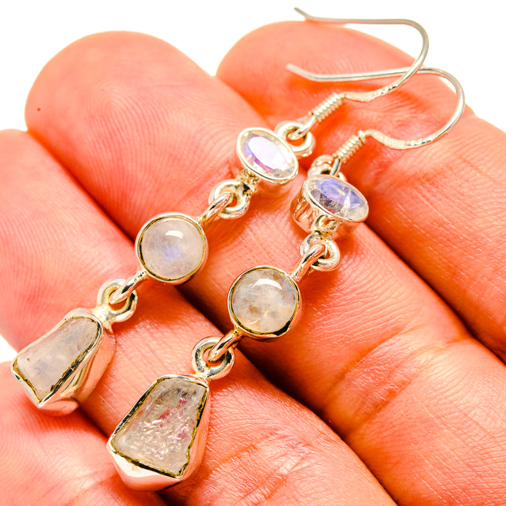 Rainbow Moonstone Earrings handcrafted by Ana Silver Co - EARR414264