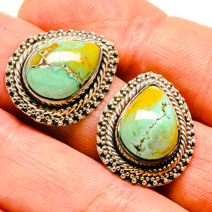 Tibetan Turquoise Earrings handcrafted by Ana Silver Co - EARR414269