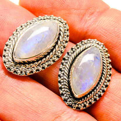 Rainbow Moonstone Earrings handcrafted by Ana Silver Co - EARR414271