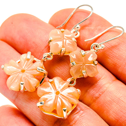 Peach Moonstone Earrings handcrafted by Ana Silver Co - EARR414275