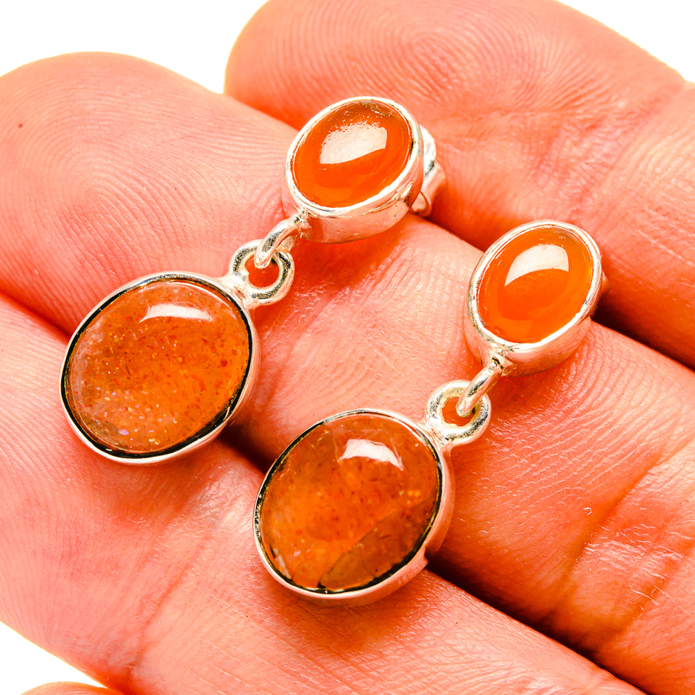 Sunstone Earrings handcrafted by Ana Silver Co - EARR414279