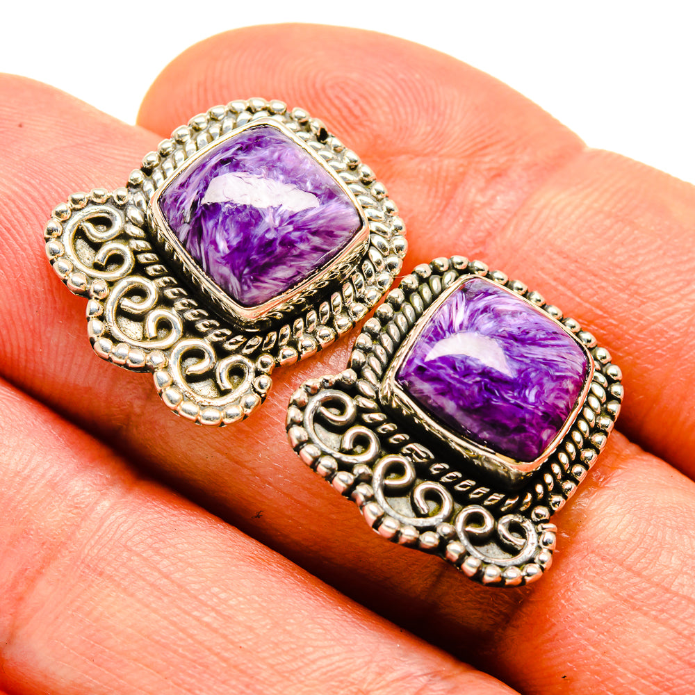 Charoite Earrings handcrafted by Ana Silver Co - EARR414290
