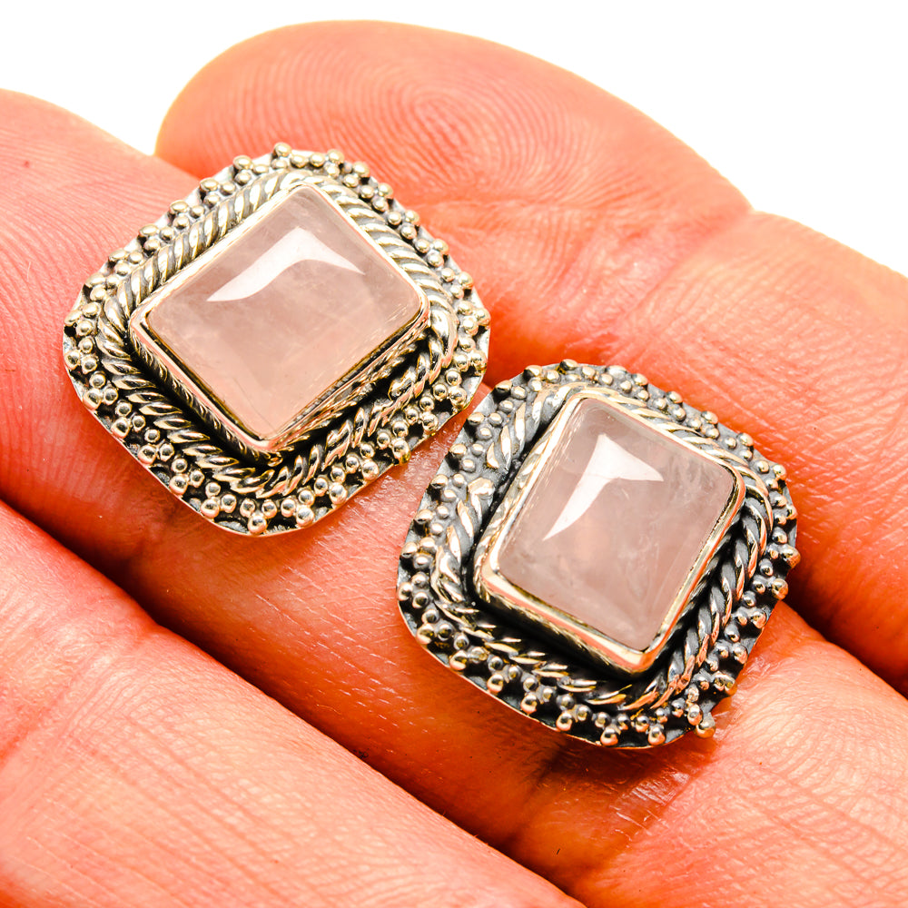 Rose Quartz Earrings handcrafted by Ana Silver Co - EARR414291