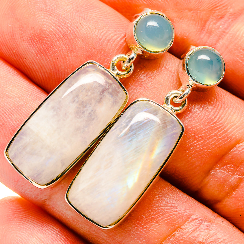 Rainbow Moonstone Earrings handcrafted by Ana Silver Co - EARR414299