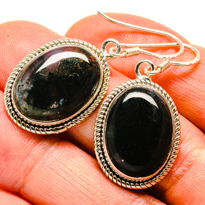 Green Moss Agate Earrings handcrafted by Ana Silver Co - EARR414331