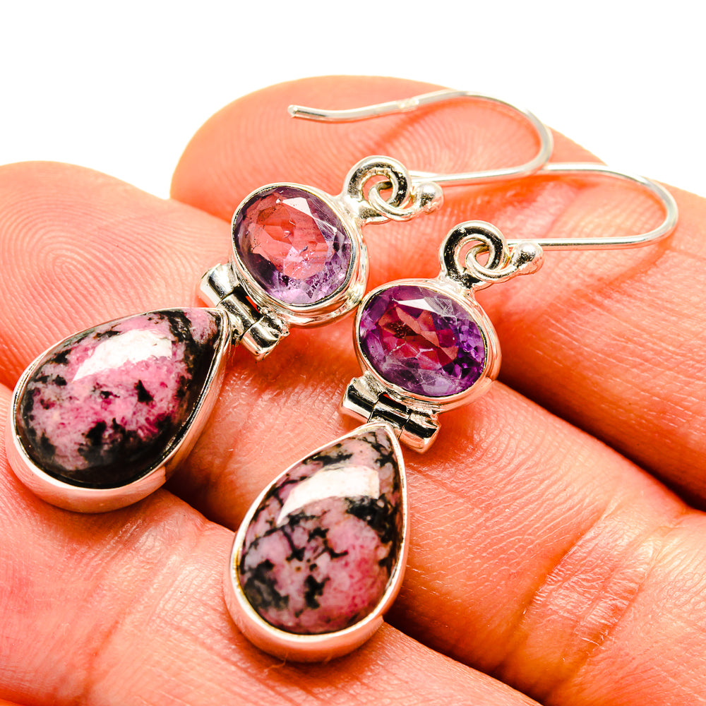Rhodonite Earrings handcrafted by Ana Silver Co - EARR414335