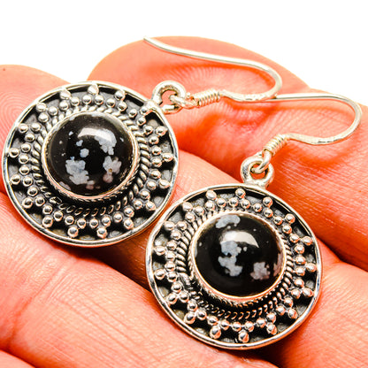 Snowflake Obsidian Earrings handcrafted by Ana Silver Co - EARR414340