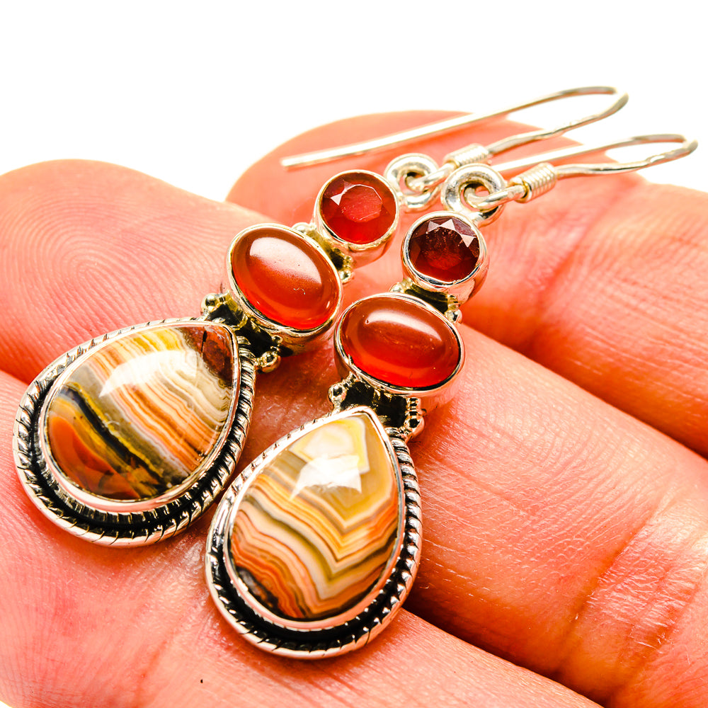 Botswana Agate Earrings handcrafted by Ana Silver Co - EARR414345