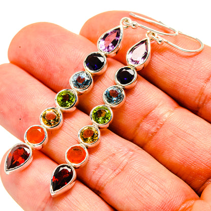 Multi-Stone Chakra Earrings handcrafted by Ana Silver Co - EARR414346