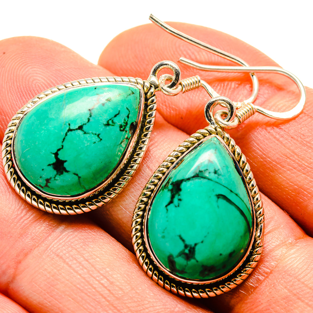 Tibetan Turquoise Earrings handcrafted by Ana Silver Co - EARR414351