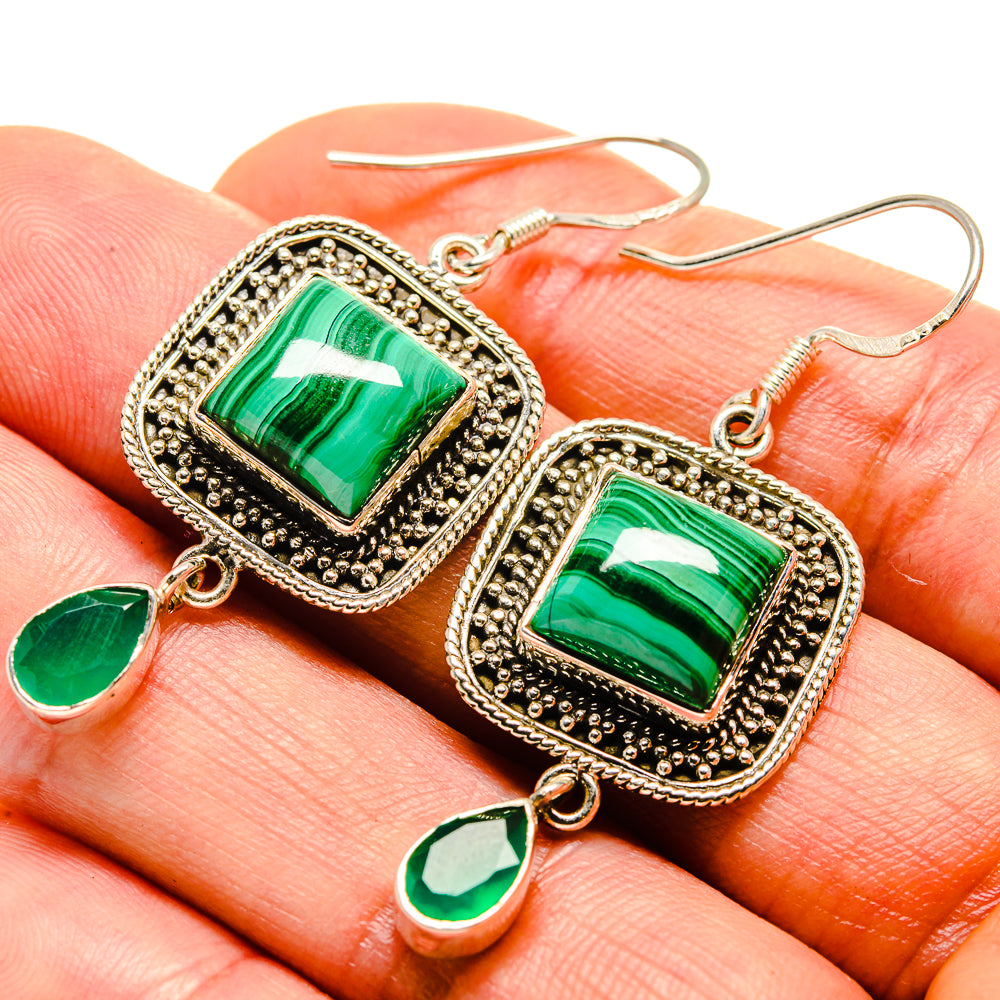 Malachite Earrings handcrafted by Ana Silver Co - EARR414352
