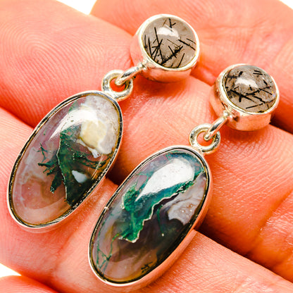Green Moss Agate Earrings handcrafted by Ana Silver Co - EARR414362