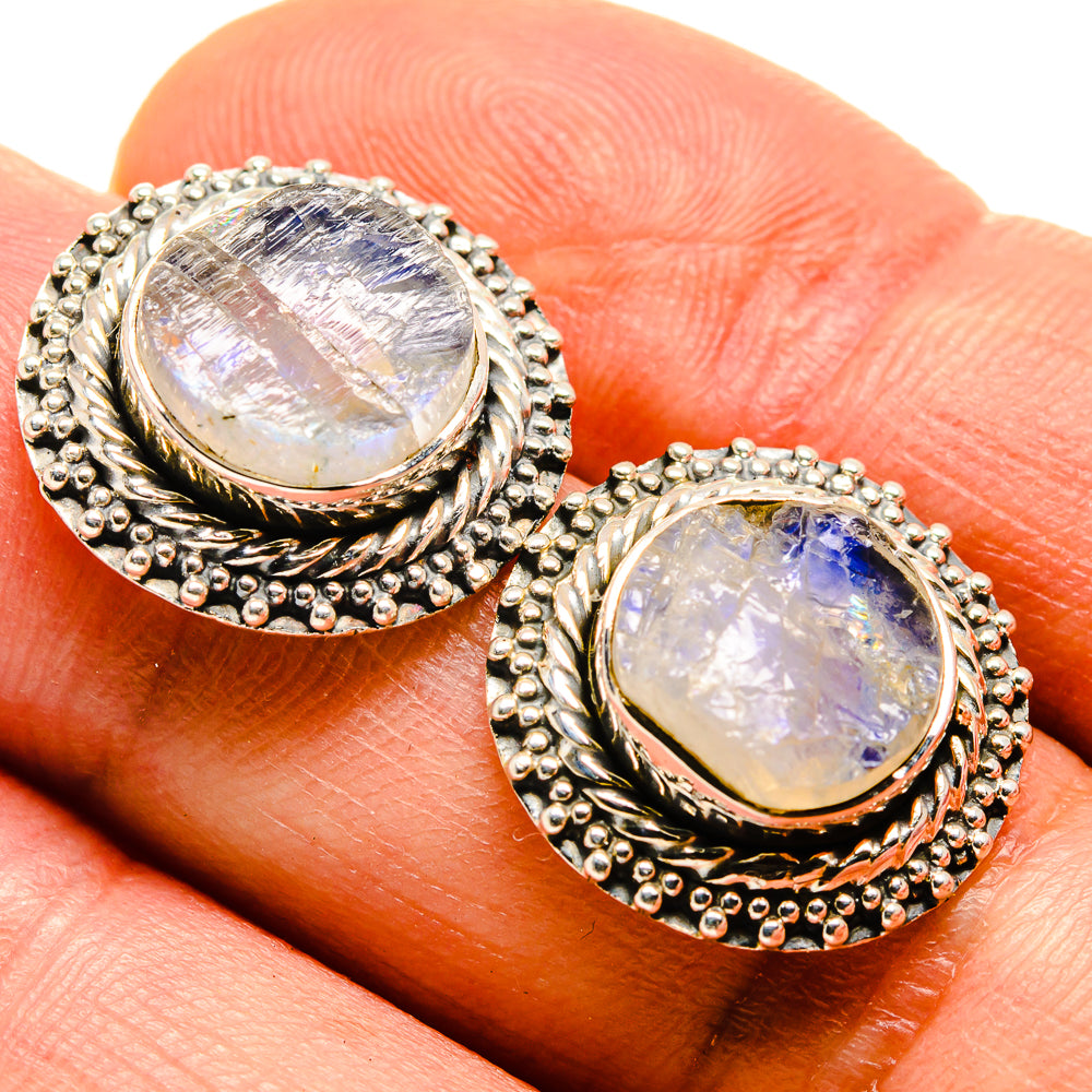Rainbow Moonstone Earrings handcrafted by Ana Silver Co - EARR414365