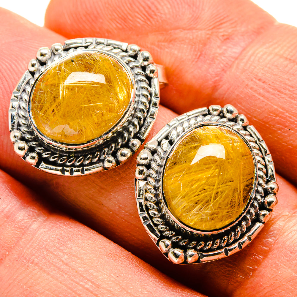 Rutilated Quartz Earrings handcrafted by Ana Silver Co - EARR414376