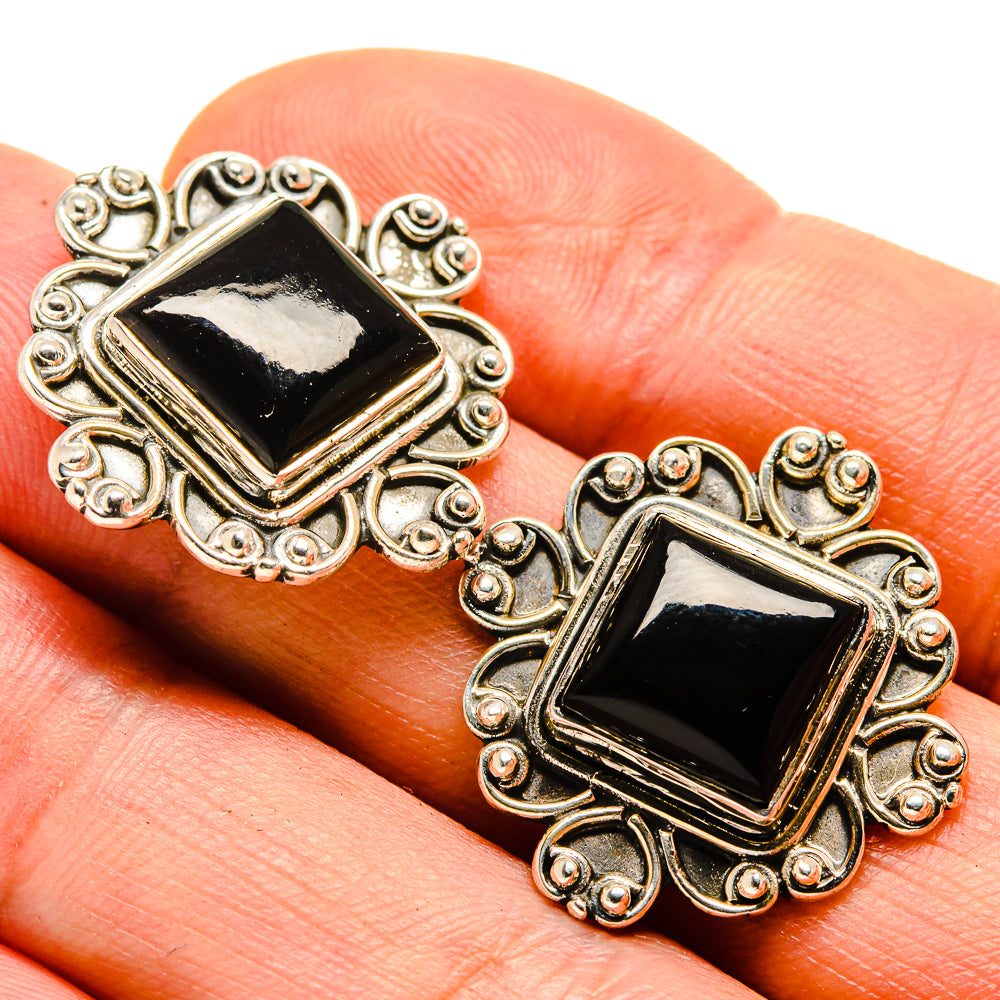 Black Onyx Earrings handcrafted by Ana Silver Co - EARR414380