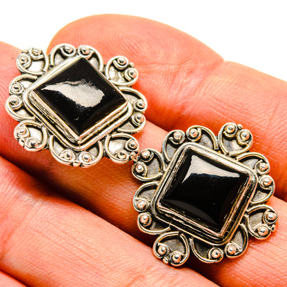 Black Onyx Earrings handcrafted by Ana Silver Co - EARR414380