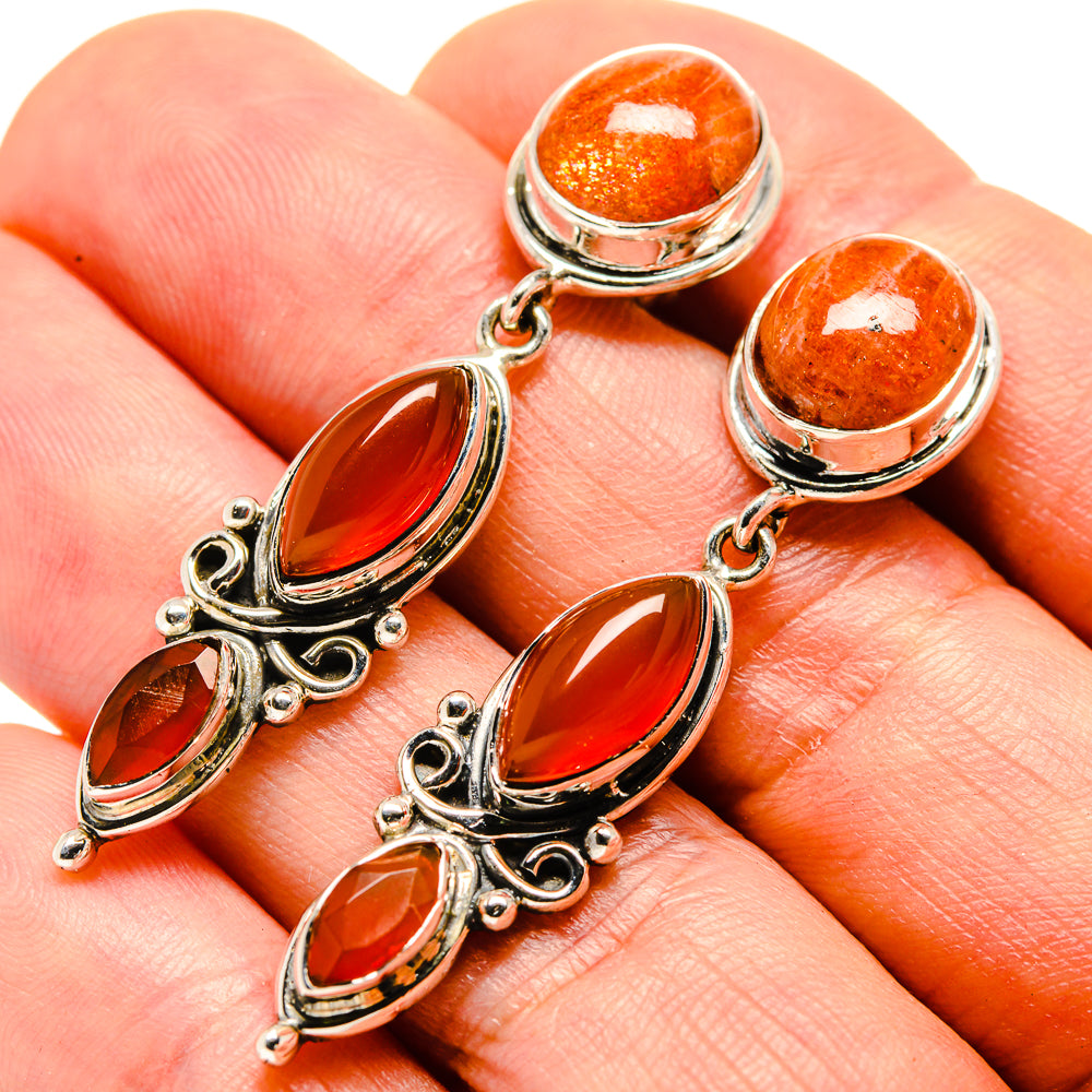 Sunstone Earrings handcrafted by Ana Silver Co - EARR414381
