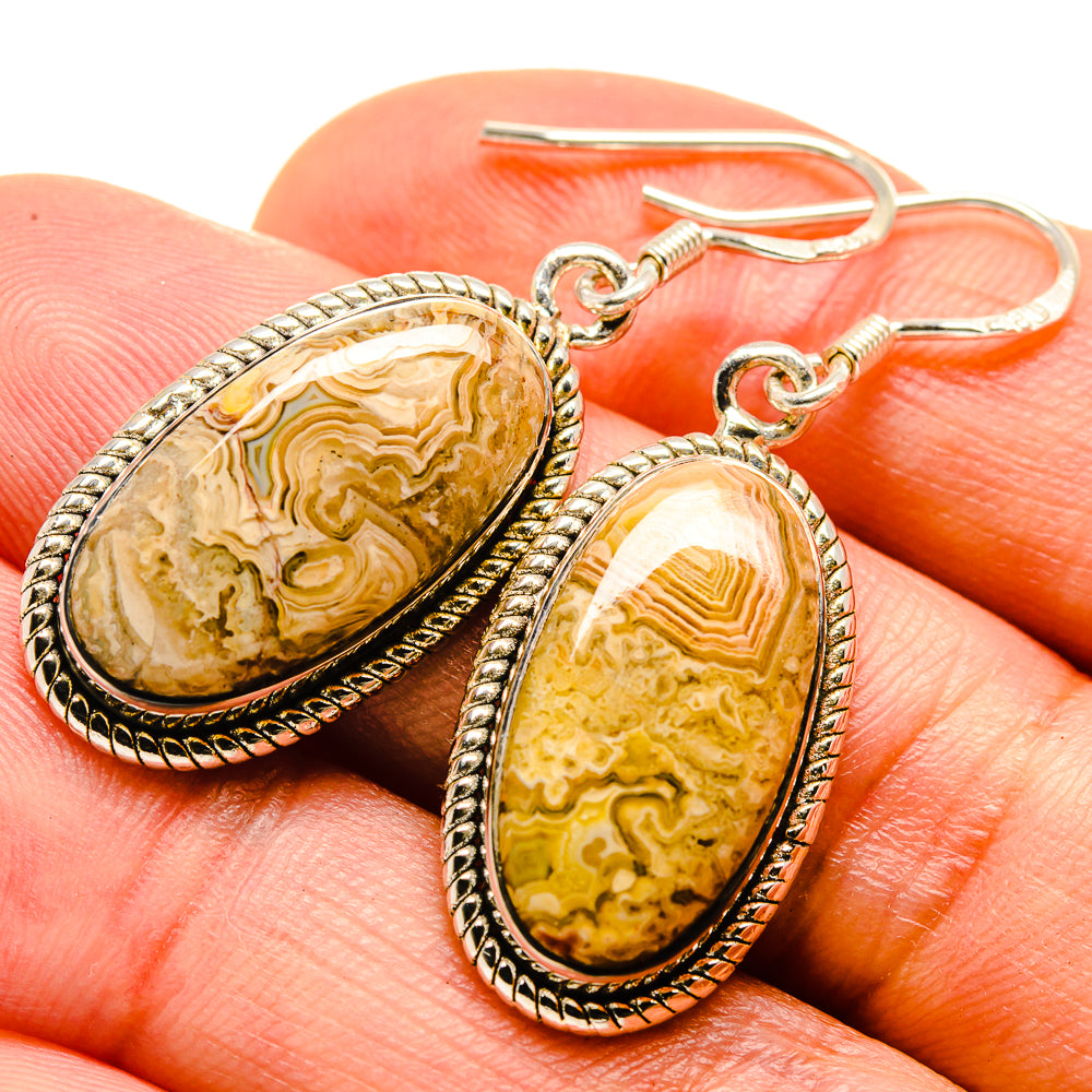 Laguna Lace Agate Earrings handcrafted by Ana Silver Co - EARR414402